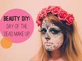 stunning day of the dead makeup with gems