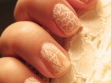 nude lace nails