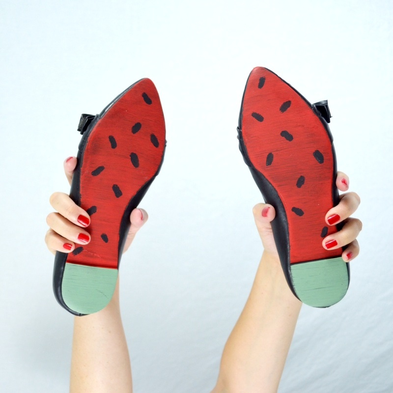 Cheerful and bold diy watermelon shoes  5