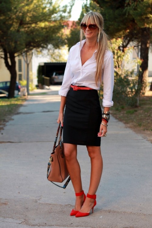Chic Black And White Work Outfits For Girls