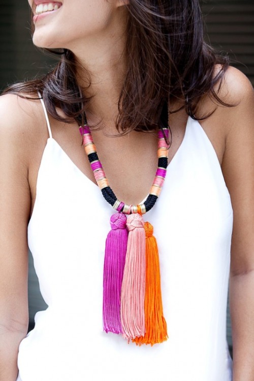 Colorful And Fancy DIY Summer Tassel Necklace