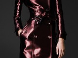 a metallic burgundy leather midi trench by Burberry is a fashion statement for spring