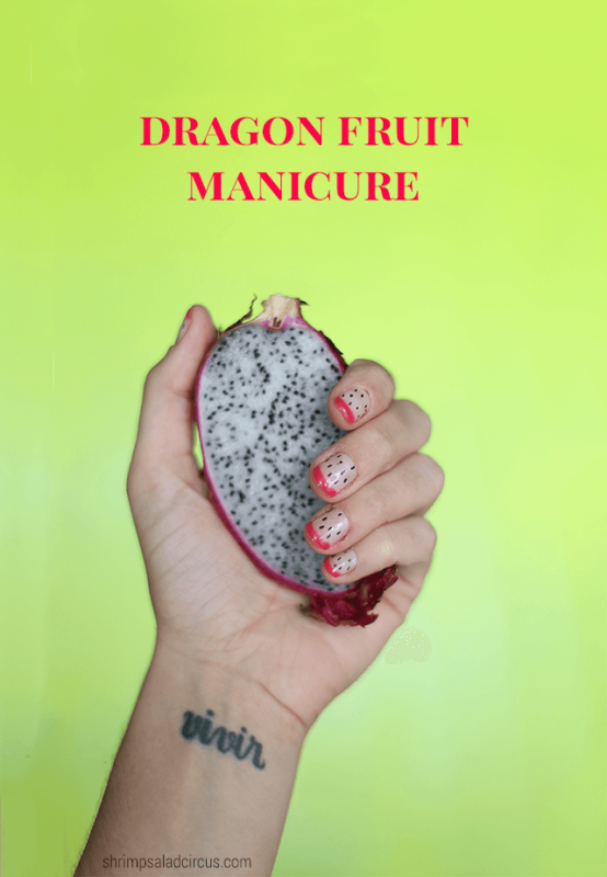 Cute diy dragon fruit inspired nail design  1