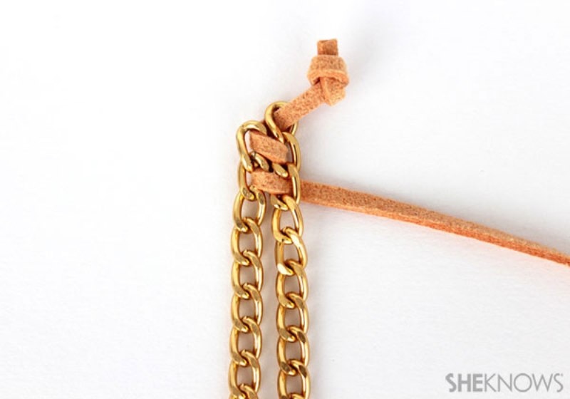 Cute diy spiral chain and suede bracelet  4