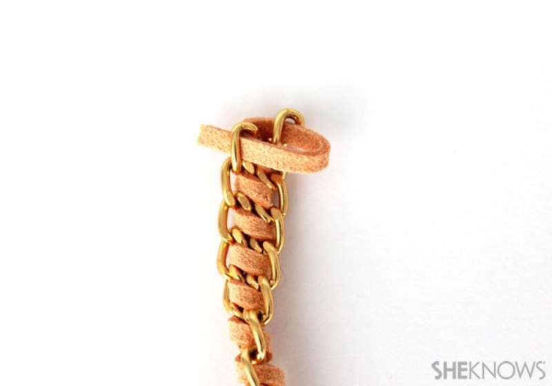 Cute diy spiral chain and suede bracelet  5