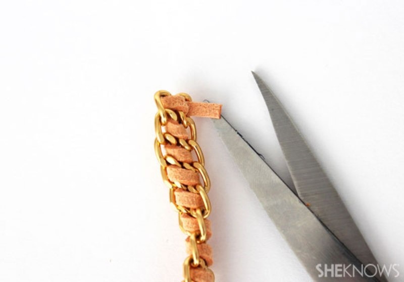 Cute diy spiral chain and suede bracelet  6
