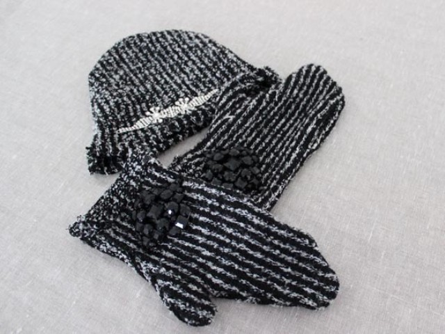 Diy beanie and mittens without knitting  1