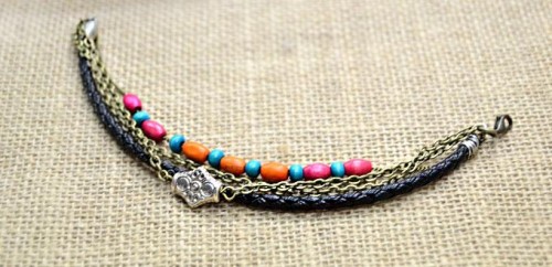 DIY Boho Chic Leather Bracelet With Beads And Chain
