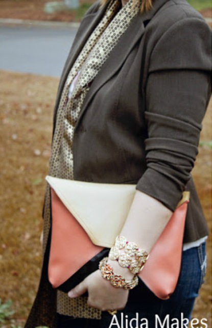 Picture Of diy color blocked leather clutch  1