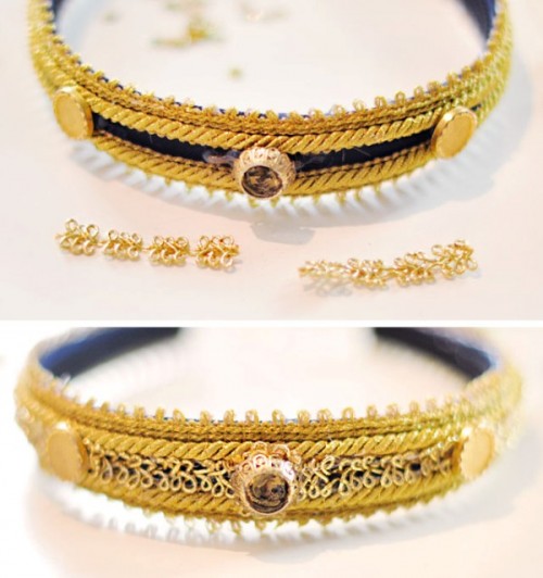 DIY Dolce & Gabbana Inspired Bejeweled Gold Headband
