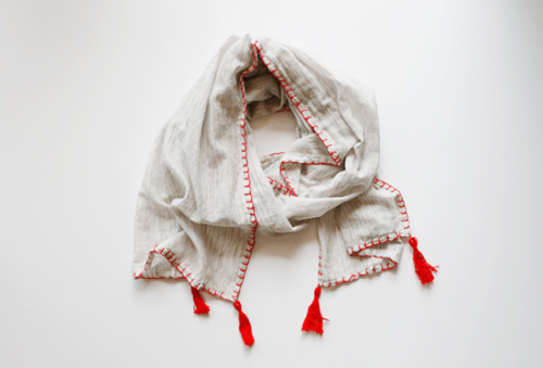 DIY Fall Scarf With Colorful Tassels