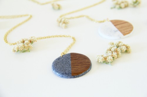 DIY Faux Stone And Wood Pendants