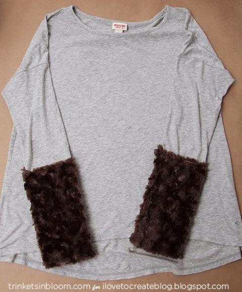 DIY Furry Cuffed T Shirt For Fall And Winter