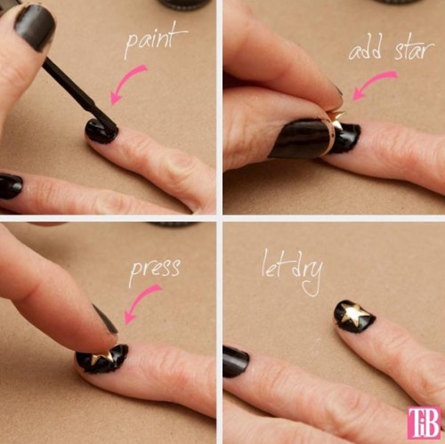 DIY Gold Star Manicure For The Holiday Season
