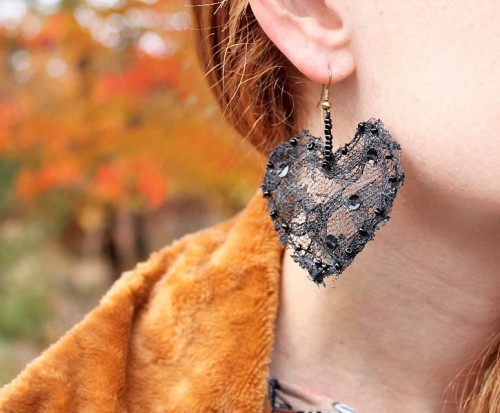 DIY Lace Heart To Heart Earrings