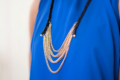 DIY Layered Chain And Braided Leather Necklace