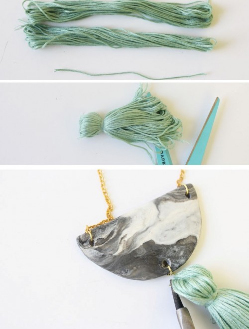 DIY Marbled Necklace With A Pastel Tassel