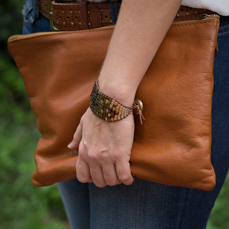 Diy ombre beaded leather cuff  2