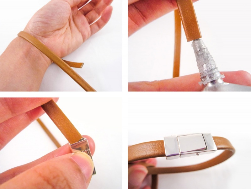 Diy plain leather bracelet with a clasp  3