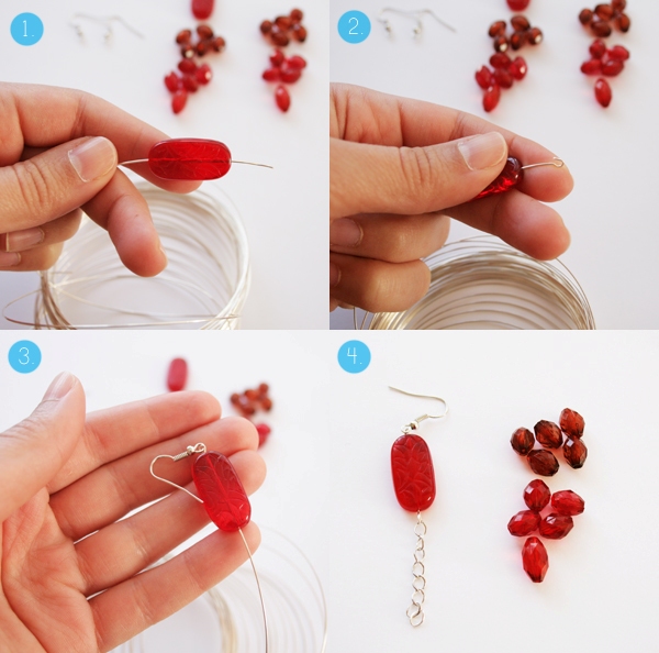 Picture Of diy red waterfall earrings to look bright  2