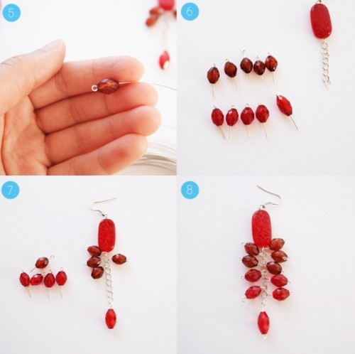 DIY Red Waterfall Earrings To Look Bright