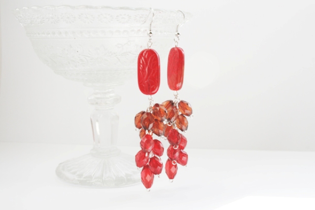 Diy red waterfall earrings to look bright  4