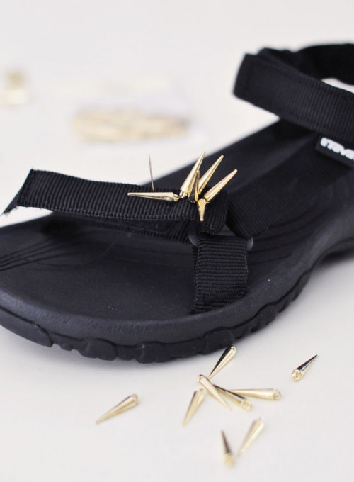 DIY Spiky Embellished Sport Sandals