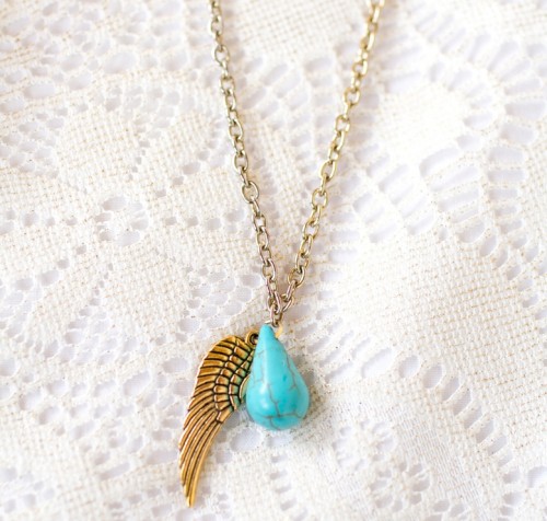 DIY Upcycled Angel Wing Charm Necklace
