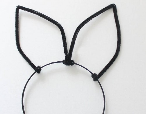 DIY Veiled Cat Ear Headband For Halloween