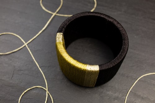 DIY Wrapped Metallic Thread Bracelet