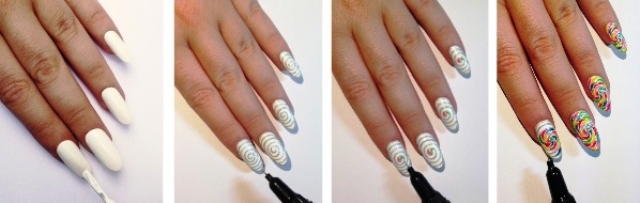 Picture Of easy diy candy swirls nail art  2