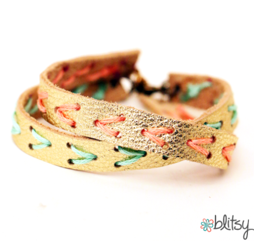 Easy diy stitched leather bracelets  1