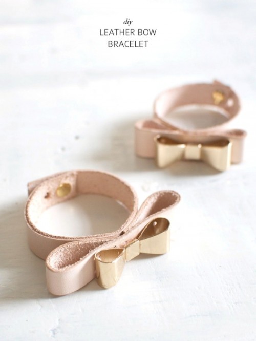 Feminine DIY Leather Bow Bracelet