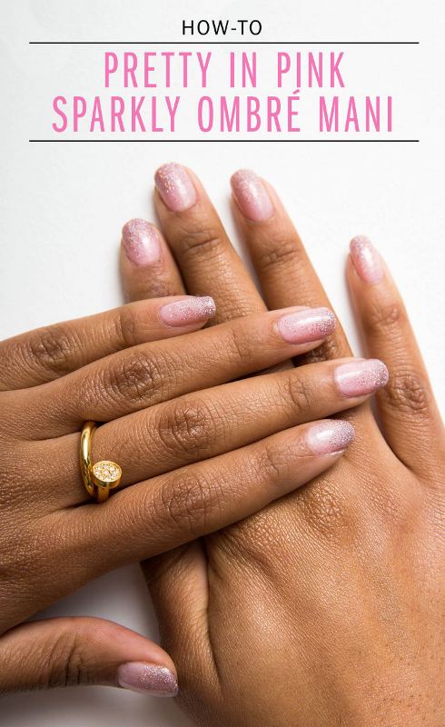 Girly DIY Pink Ombré Glitter Manicure