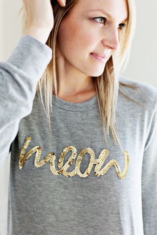 Glam And Cool DIY Sequin Phrase Sweatshirt