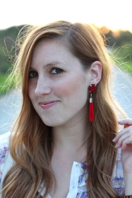 Hot Red DIY Beaded Tassel Earrings