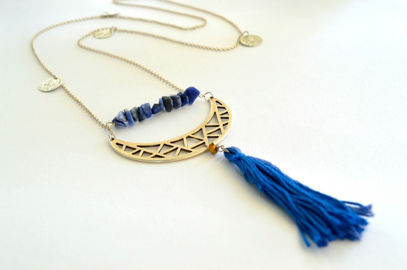 Picture Of long diy boho tassel moon necklace  1