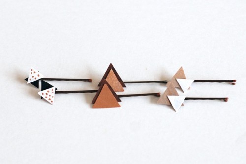 Pretty DIY Wooden Triangle Hair Pins