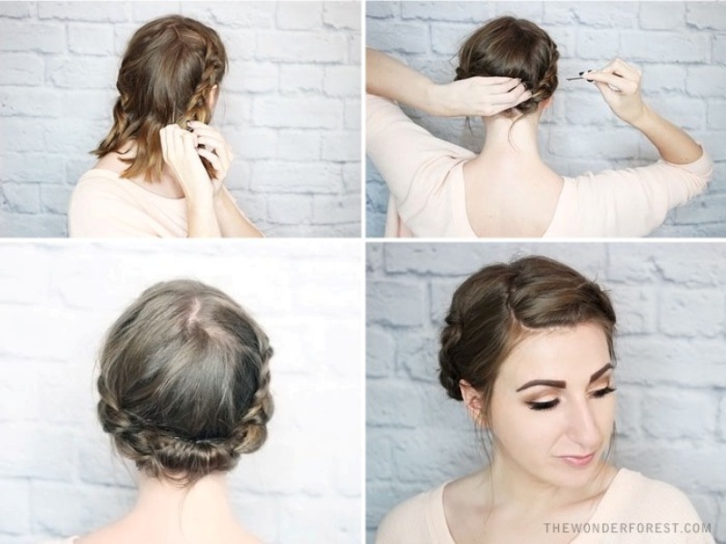 Picture Of quick diy rolled braid updo for short hair  3