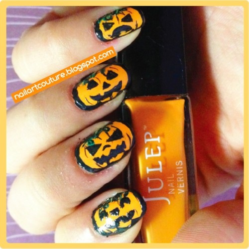 Halloween pumpkin nails (via julep)
