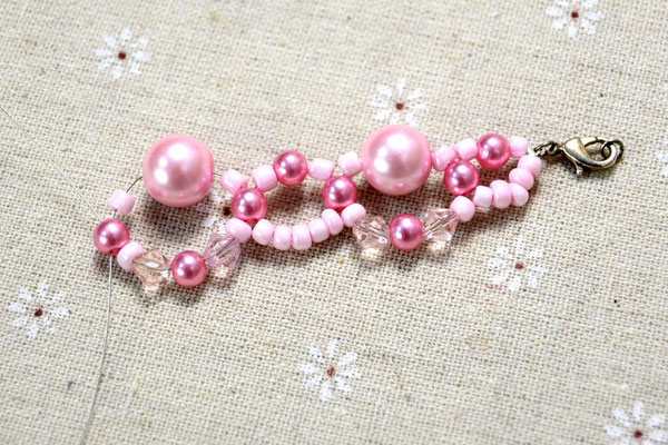 Picture Of spring inspired diy pink beads and pearls bracelet  4