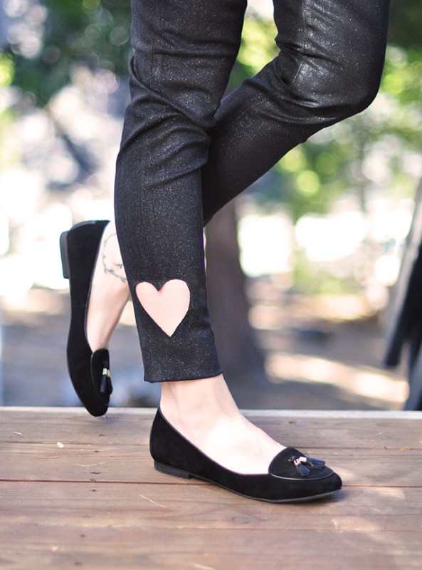 Sweet diy heart cut out ankle jeans to make for valentines day  2