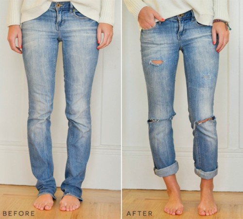 Trendy DIY Distressed Boyfriend Jeans